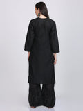 Premium Lucknowi Chikankari Handwork Rayon Kurta & Palazzo Set with Muquesh Embellishments