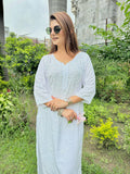 Premium Lucknowi Chikankari Handwork Rayon Kurta & Palazzo Set with Muquesh Embellishments